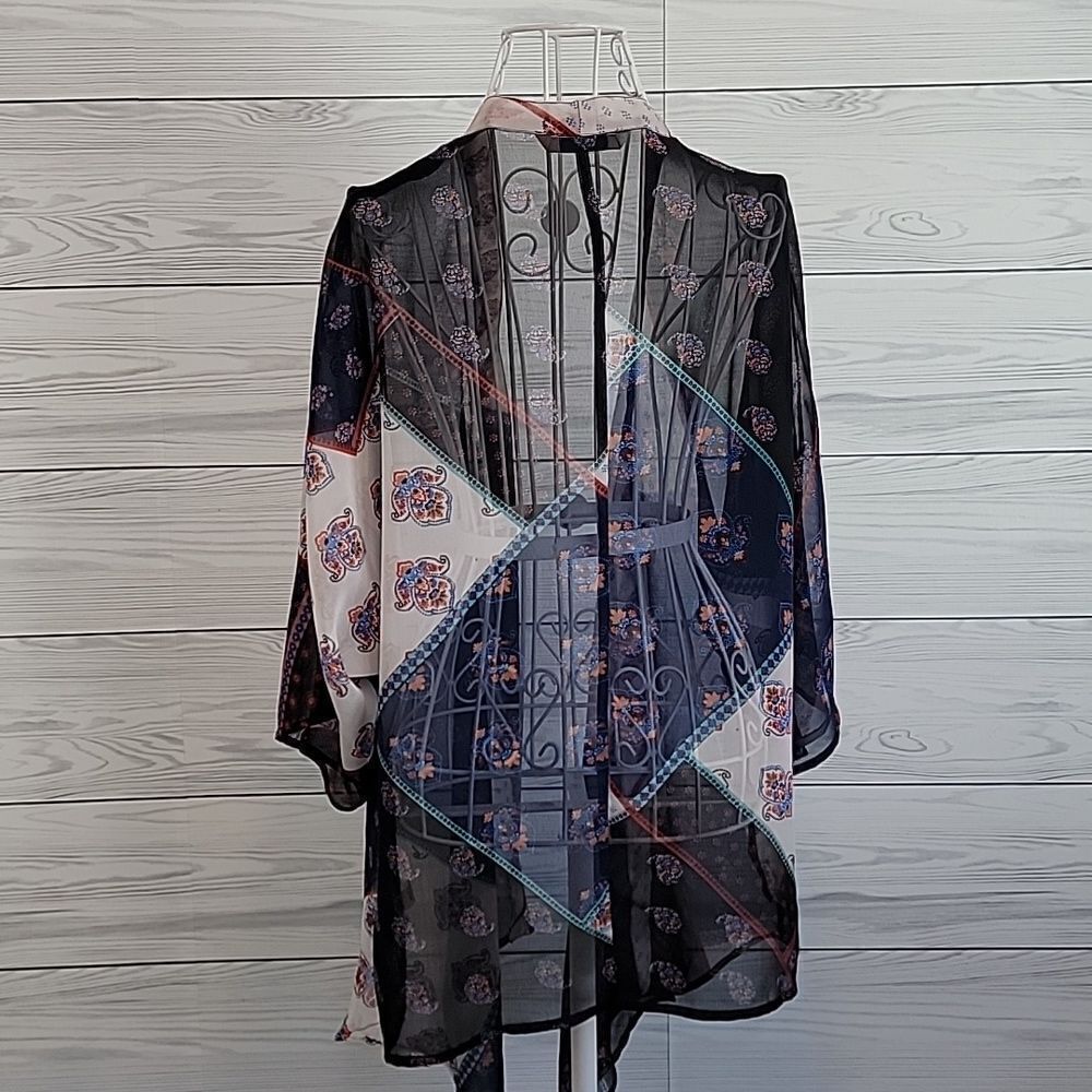 Paradigma sheer kimono cover up multicolored Women's Size L - Picture 7 of 11